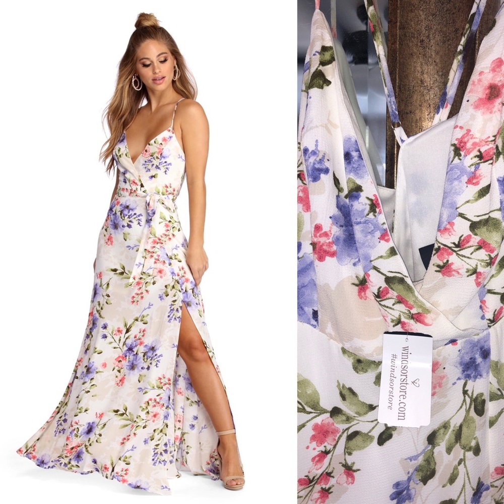 NWT Windsor Ivory Floral Maxi Wrap Dress 💐